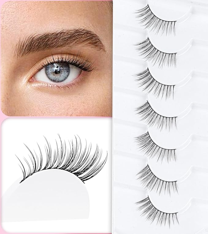 Half Lashes Cat Eye Natural False Eyelashes 10MM Short Lashes C Curl Natural Half Eyelashes Corner Lash Pack ChirpyLuna Eyelash, 7 Pair