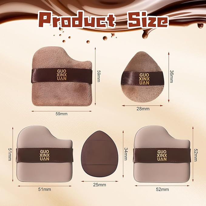 Guoxiaoniu Chocolate Color Quick Makeup Foundation Puff Set, Guoxiaoniu Makeup Puff, 1 Box Of 6 Pcs, Foundation Sponge Puff Cushion Puff Mini Powder Puff Collection 2set(12 puffs)