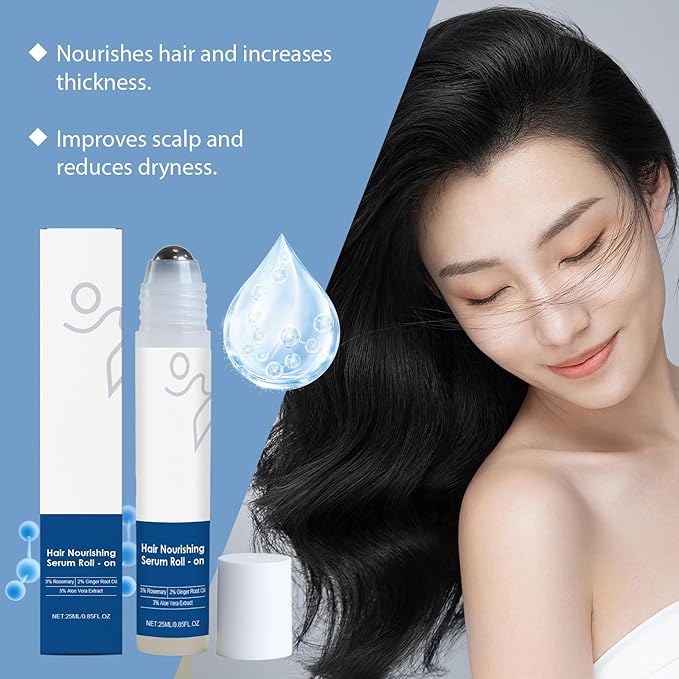 Rosemary Hair Growth Serum Roll On, Nourishing Scalp Serum for Thicker, Fuller Hair For Women & Men, 25ml / pcs