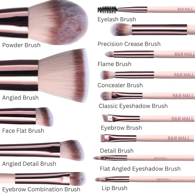 B&R MALL Makeup Brush Set with LED Mirror – Supper soft Brushes for Flawless Foundation, Concealer, Eyeshadow & More | Lightweight, Versatile, Perfect for On-the-Go Touch-Ups (Champagne Gold)