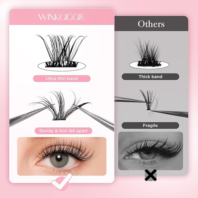 Natural Lash Clusters Fluffy Eye Lash Clusters, 144pcs D Curled Wispy Volume Lash Extensions, DIY Individual Lashes Clusters with Soft Ultra-thin Band, 10-16mm (A14)