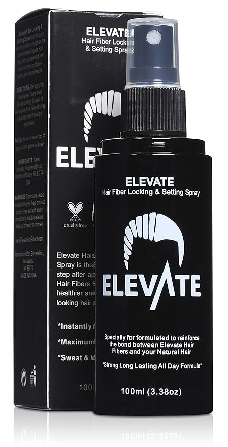 Elevate Hair Fiber Locking & Setting Hold Spray | New Advanced Long Lasting Formula | 2-6 Month Supply | Strong Formula for Wind, Sweat, and Weather Resistant for Men and Women