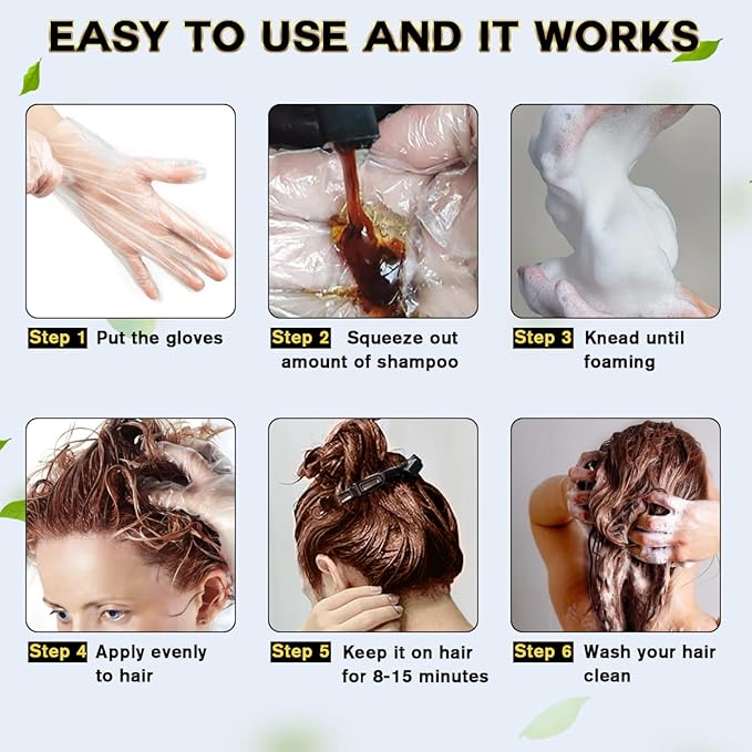 IIIMEIDU Gray Hair Coverage Shampoo - 3 in 1 Herbal Ingredients, Natural Chestnut Brown Shampoo for Women and Men (500ml)