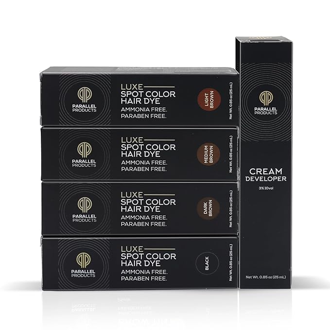 Parallel Products - Luxe Color (Light Brown) - Cream Hair Dye - 25mL - Tint for Professional Spot Coloring - Covers Grey Hair - Root Touch-Up