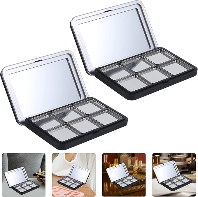 Minkissy Empty Eyeshadow Palette Magnetic Makeup Palette with Mirror Refillable Eyeshadow Palette Empty Lipstick Pallet Empty Eyeshadow Pans for Eyeshadow Lipstick Blush Powder, 2PCS