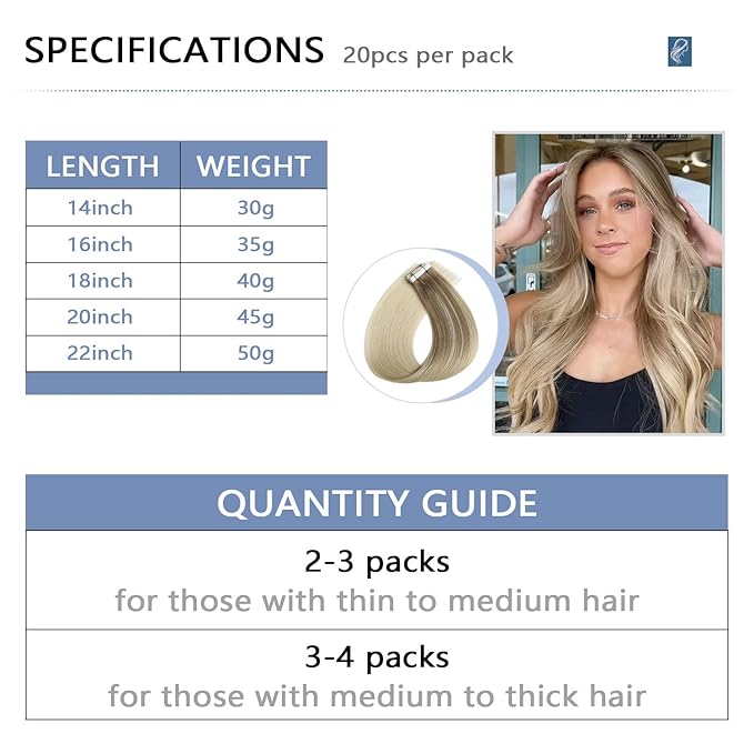 COOKAYU Invisi Edge Tape in Hair Extensions Human Hair, Ash Brown to Platinum Blonde 18Inch 20pcs 40g Straight Remy Seamless Injected Tape in extensions