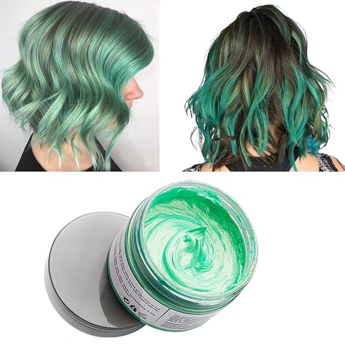 Green Hair Color Wax, Temporary Hair Cream for Party, Cosplay, Halloween, Daily Use, Date, Clubbing (4.23 oz)