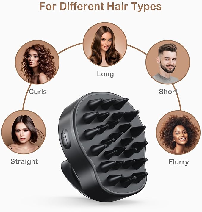 Electric Hair Scalp Massage Brush with Soft Silicone Bristles,3-Level Vibration,IPX6 Waterproof for Hair Growth & Dandruff Removal, Scalp Exfoliator(White)