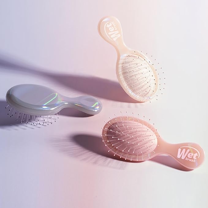 Wet Brush Mini Detangler Hair Brush, Chrome (Iridescence Icon), Detangling Travel Hairbrush, Ultra-Soft IntelliFlex Bristles Glide Through Tangles with Ease, Pain-Free, All Hair Types, Limited Edition