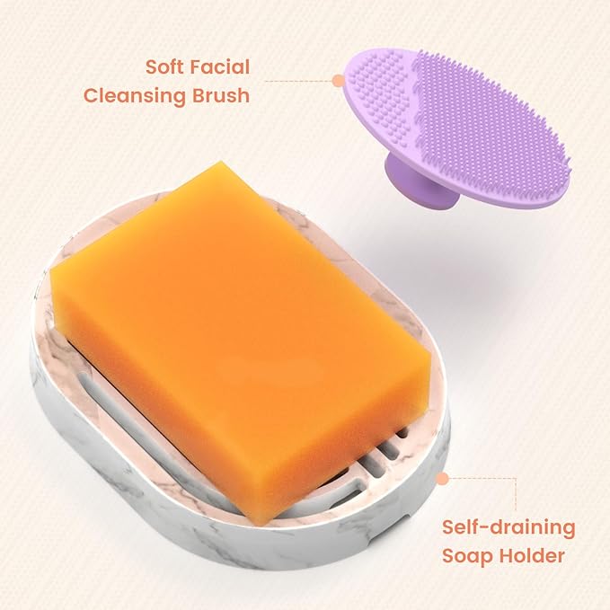 Kojic Acid Soap, Turmeric Soap Bar for Dark Spots remover for face and body with Collagen, Vitamin E, Retinol, Hyaluronic Acid, Shea Butter,Original Japanese Complex, 2 Bars With Face Scrubber