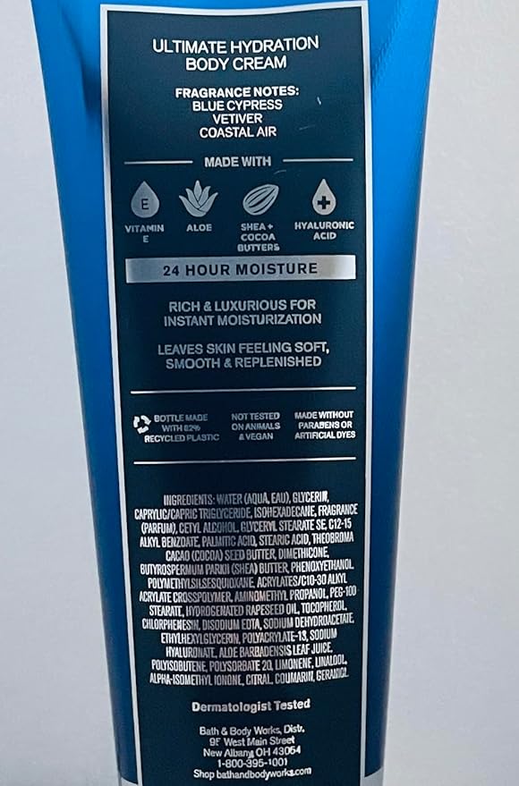 Bath & Body Works Ocean 2 Pack Men's Collection Ultimate Hydration Ultra Shea Body Cream 8 Oz (Ocean)