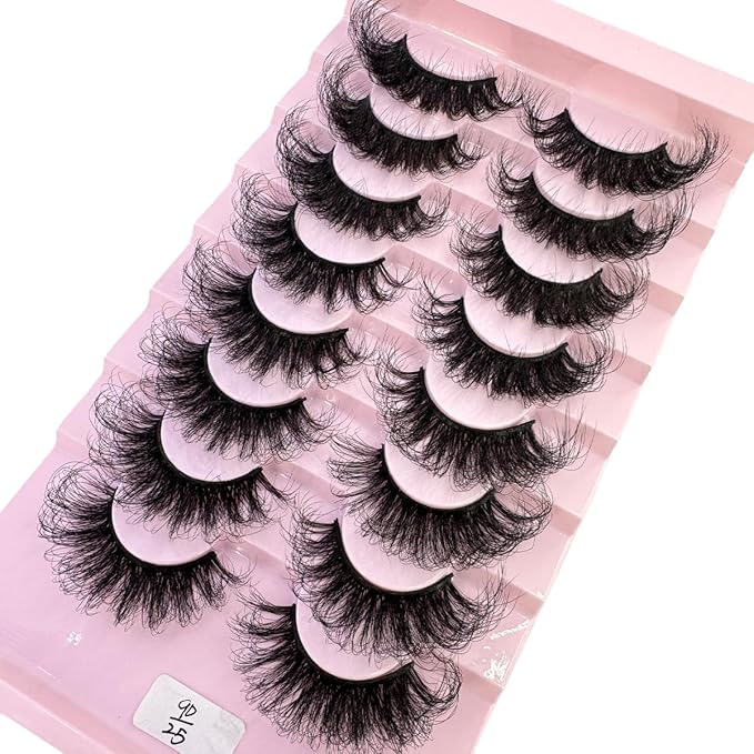 HBZGTLAD Mink Lashes Fluffy False Eyelashes 25mm Dramatic Faux Mink Eyelashes Natural Look Cat Eye Volume Eye Lashes Multipack (9D-25)