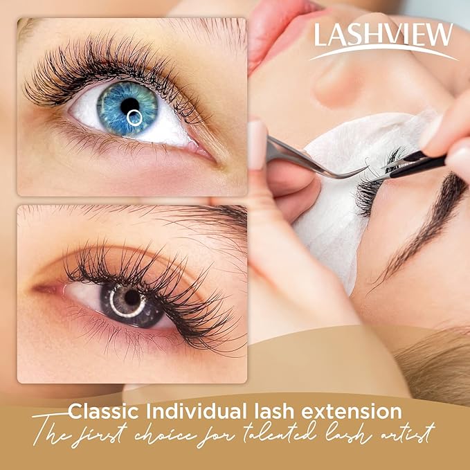 LASHVIEW Individual Eyelash Extensions, Premium Mink Lashes, 0.15 Thickness C Curl 11mm, Soft Application-Friendly, Natural Semi Permanent Eyelashes