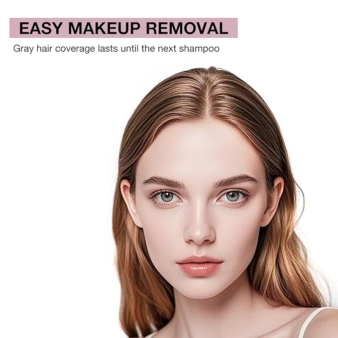 Hair Mascara for Gray Hair, 3 In 1 Hair Color Concealer Stick with Precision Applicator, Temporary Hairline Filler, Multi-Purpose Mascara for Eyebrow and Beard(Light Brown)