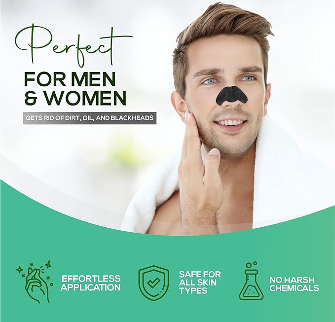 LivaClean (102 Strips Charcoal Blackhead Remover Pore Strips for Face Nose Pores, Blackheads Removal, Blackheads Removers, Blackhead Remover Strip