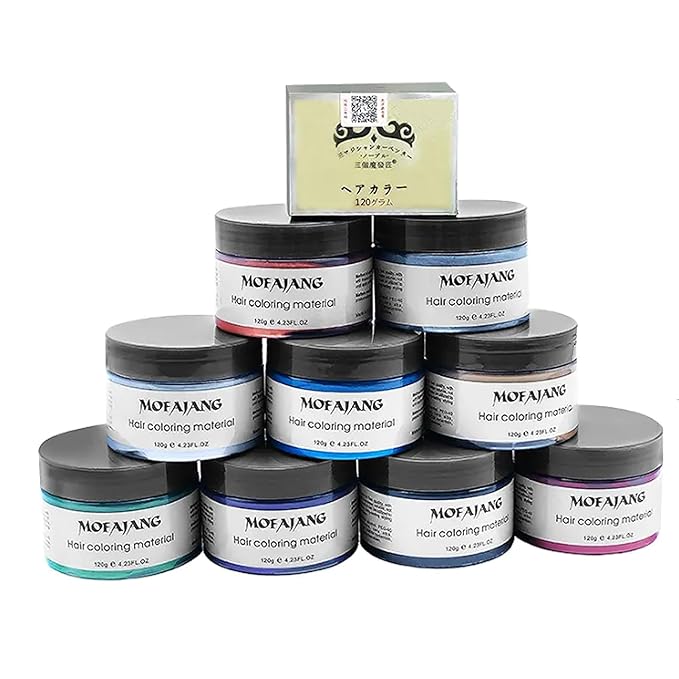Hair Wax Color, Black, Hair Wax Dye Hair Styling Clay 4.23 oz - Easy Washout Black Hair Color Wax for Halloween Party, Cosplay