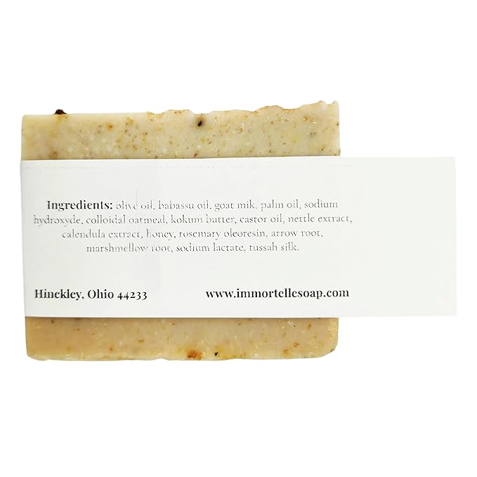 Honeyd Oats body soap bar/Immortelle handmade/goatmilk/bee pollen & honey / 5oz / all skin types/Coconut-free/fragrance free/Babassu oil/calendula & nettle extracts/colloidal oatmeal (Unscented)