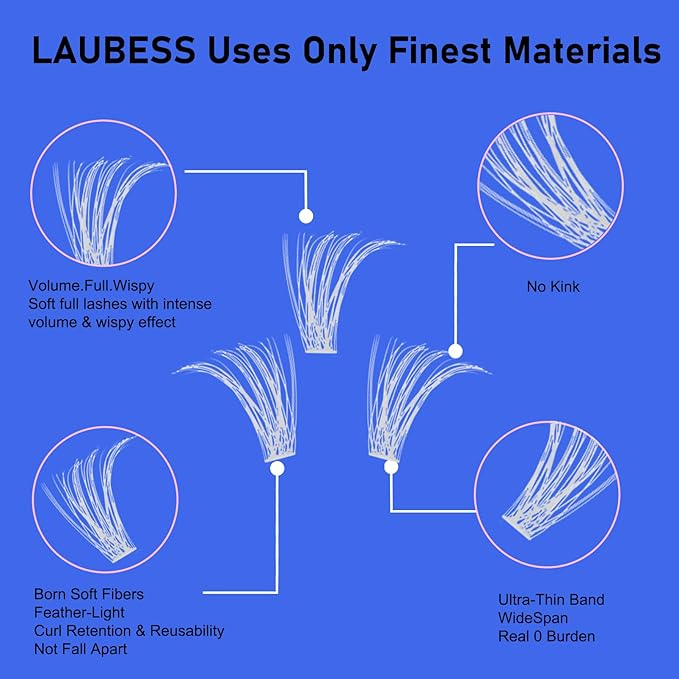Colored Lash Clusters LAUBESS White Colored Eyelash Clusters Wispy Colored Lash Extensions Colorful Lash Clusters Individual Lashes (White 40D-0.07D-Mix8-16)
