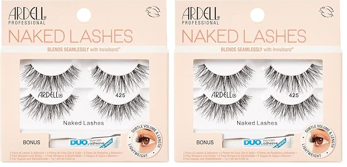 Ardell Naked Lashes 425, 2 Pairs, with DUO Clear-White Adhesive, Subtle Volume & Length (Pack of 2)