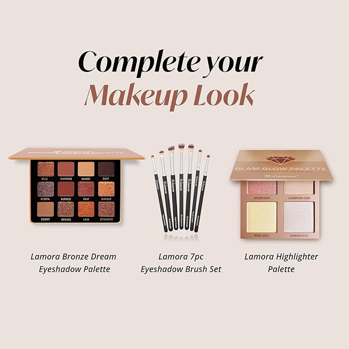 Lamora Nude Bronze Eyeshadow Palette - 12 Warm Brown Highly Pigmented Shimmer & Matte Shades - Travel Size Makeup Palette with Mirror