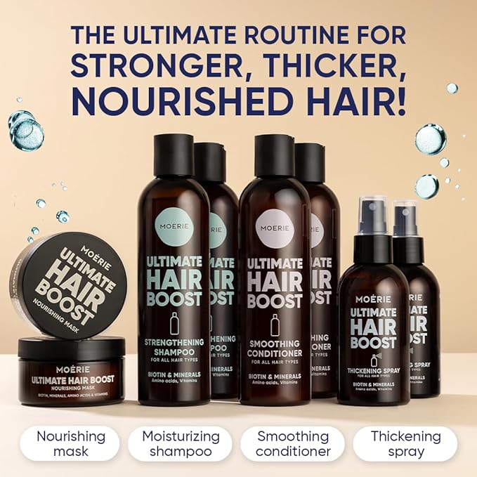 Moerie Ultimate Hair Growth Conditioner – For Longer, Thicker, Fuller Hair - Vegan Friendly Volumizing Hair Products – Paraben & Silicone Free – All Hair Types – Reverse Hair Loss – Triple Set