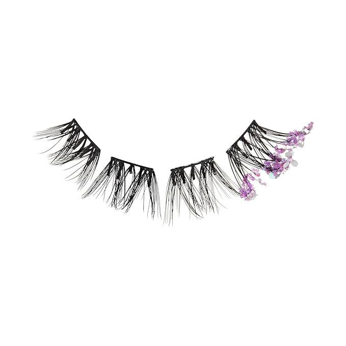 imPRESS X WICKED: FOR GOOD Press On Self Adhesive Eyelashes, ‘Forever My Friend’, 8mm-10mm Natural Volume Press On Lashes, Purple Glitter, 12 Lash Clusters & Non-Stick Mini Applicator