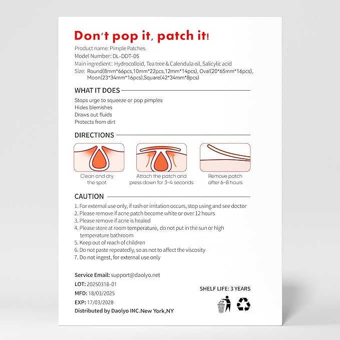 Large Acne Pimple Patches for Face, 6 Sizes 142 Counts Big Hydrocolloid Bandages for Body, Forehead, Chin, Nose, Neck & Chest(Round, Oval, Moon, Square)