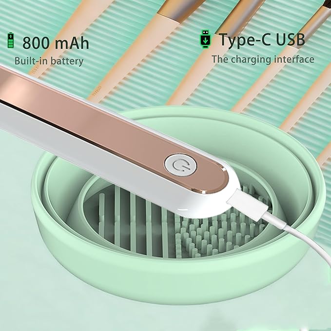 Electric Makeup Brush Cleaner Machine, Integrated Cleaning and Drying Makeup Brushes & Tools, Low-Frequency Make Up Brush Cleaner Machine