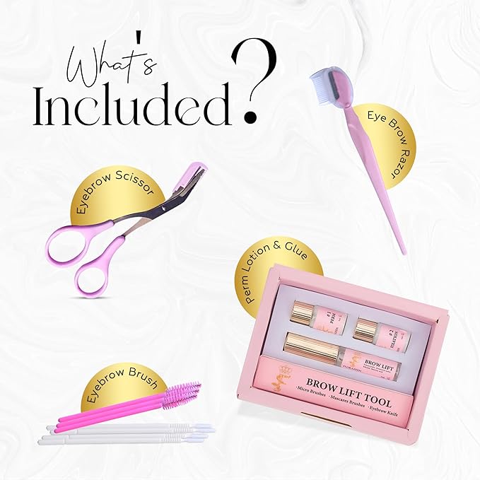 Premium Brow Lift Kit from Florazeen – At-Home Eyebrow Lamination with Grooming Tools, Including Razor & Scissors – Salon-Quality DIY Brow Perm for Instant Definition
