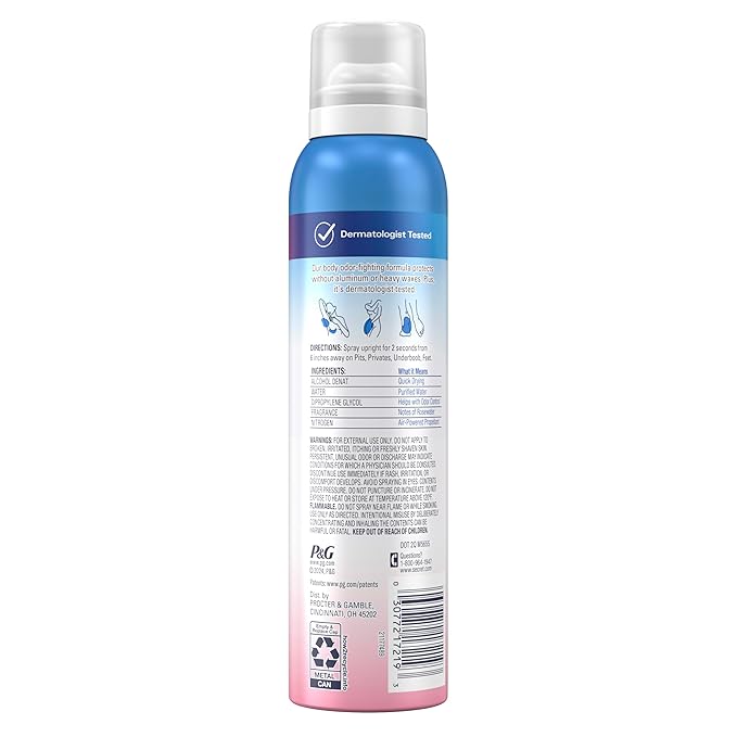 Secret Whole Body Deodorant for Women, Rosewater Scent, Aluminum Free Deodorant Spray, 72 HR Odor Protection, 3.5 oz