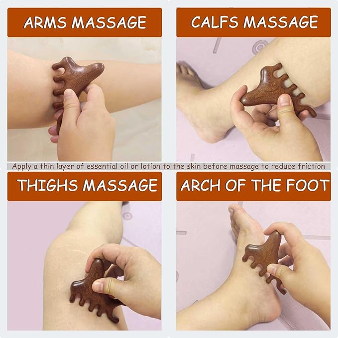 Wooden Scalp Massager for Scalp Gua sha, Massage Comb, Wooden Head Massager - Sandalwood