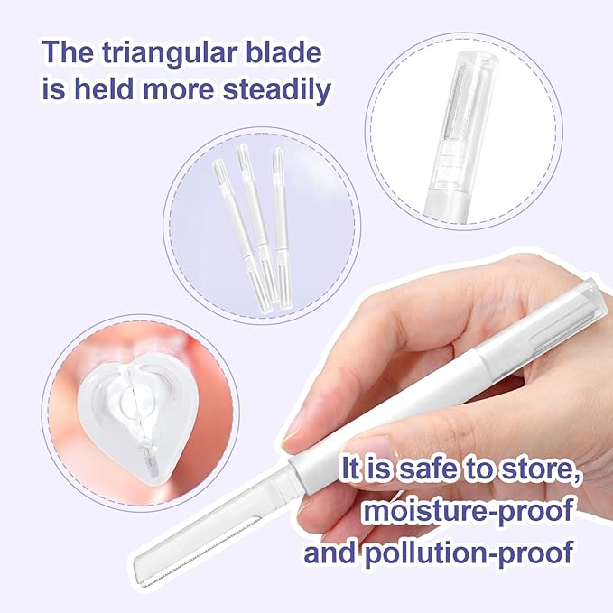 Dermaplane Razor for Women Face & Eyebrow - Dermaplaning Tool for Peach Fuzz Facial Hair Removal,High Precision Blade for Smooth Skin (White, 12 Count)