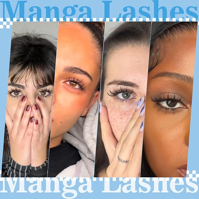 Manga Lash Clusters Kit 8-18mix Spiky Fairy Lash Clusters Kit Invisible Ultra-Thin Band Manga Lashes Eyelash Clusters Kit With Lash Bond And Seal DIY at HomeZ(Fairy08 Kit)