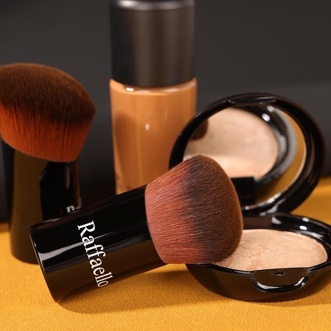 Raffaello Angled Kabuki Brush for Foundation – Ultra-Soft Dense Bristles, Flat Top Makeup Brush for Liquid, Cream & Powder, Seamless Blend, Wet & Dry Use, Zero Waste