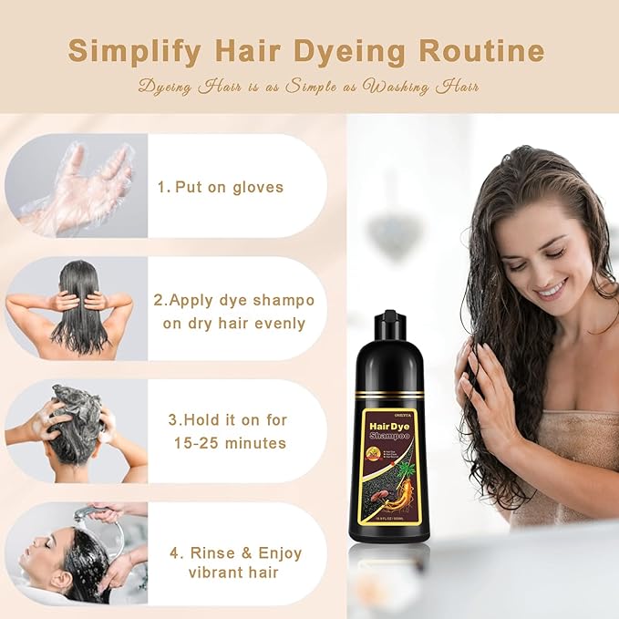 Blonde Brown Hair Dye Shampoo, Hair Color Shampoo for Women Men, Long Lasting Brown Hair Dye, Shampoo Para Pintar el Cabello, Easy to Use, Colors Hair in Minutes, 16.90 Fl Oz