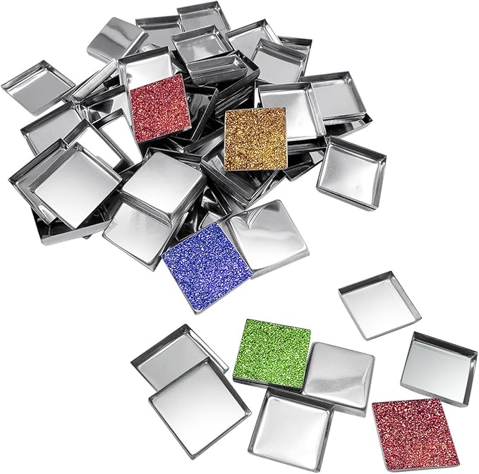 Allwon 112 Pack Empty Square Metal Pans for Eyeshadow Palette Magnetic Makeup Palette (26mm)