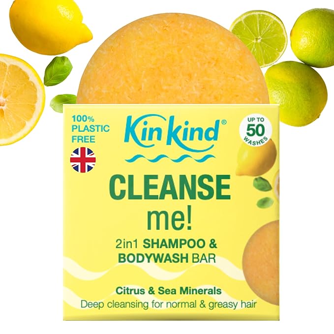KinKind CLEANSE me! 2 in 1 Solid Shampoo & BodyWash Bar | Normal to Greasy Hair | Natural Shampoo Bar, Travel for Hair | Up to 50 Washes - Vegan & Cruelty Free