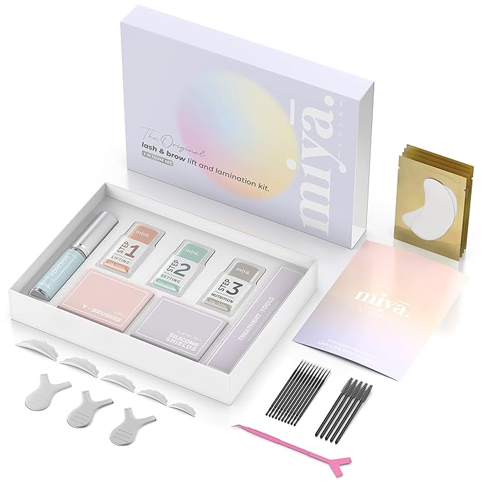 MIYA LASH 2 in 1 Lash Lift & Brow Lamination Kit | Instant Fuller Eyebrows, Eyelashes | Salon Result lasts 8 weeks | Professional LVL, Perm, Laminate with Silicone Shields, Lash Picks