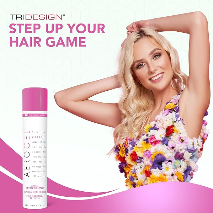 TRI Design Aerogel Hairspray - Strong Hold Hair Finishing Spray for Volumizing & Control, Flexible Styling for All Hair Types, Non-Sticky and Scented - For Women and Men - Pack of 4 (10.5 Oz)