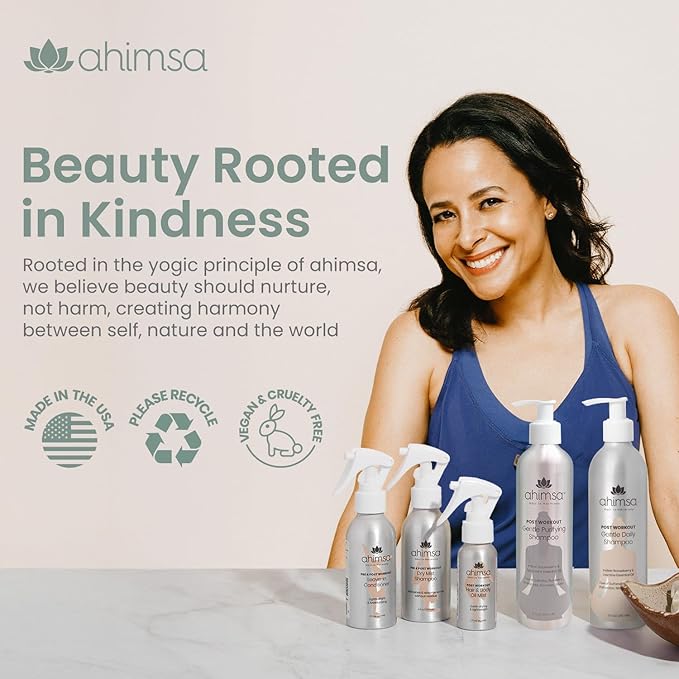 Ahimsa Natural Body Wash for Women, Hydrating & Moisturizing Body Wash Sensitive Skin, Antioxidant-Rich Bath & Shower Gels with Spearmint & Ginger, Gentle, Plant-Based, Organic Formula, 10oz