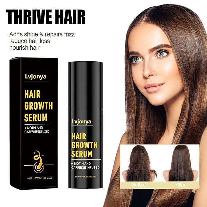 Hair Growth Serum,Hair Growth Spray, Natural Rosemary Oil Dr. Sebi Approved, Vegan Hair Growth Thickening for Women Men Thinning Hair Regrowth (Black)