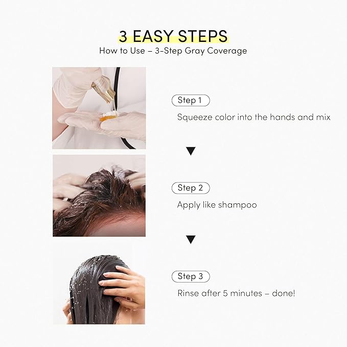 Instant Permanent Hair Color Dye Shampoo Ampoule - Paraben-Free, 5-Minute Easy and Fast Coloring, Gray Cover Hair Dye with Keratin & Collagen, Made in Korea (Natural Brown)
