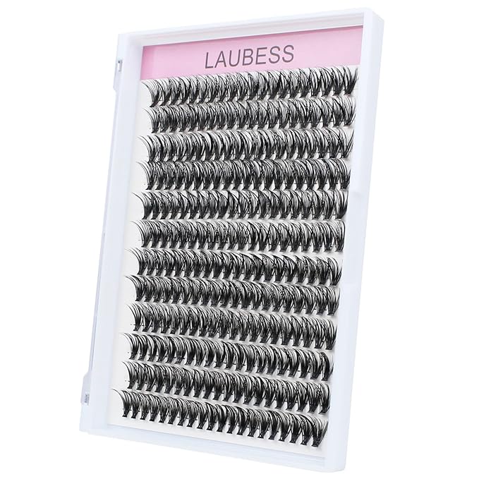 Lash Clusters LAUBESS Individual Lashes Waterproof Eyelash Clusters DIY at Home Cluster Eyelash Extensions Soft Cluster Lashes for Beginners (40D-D-14)
