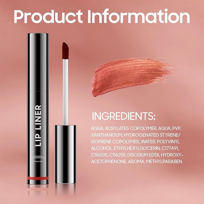 OETUIOW Lip Liner Stain, Lip Stain Moisturizing & Enhancing Complexion for All Skin Types Women, Lip Lint Waterproof & Long-Lasting (Coral)