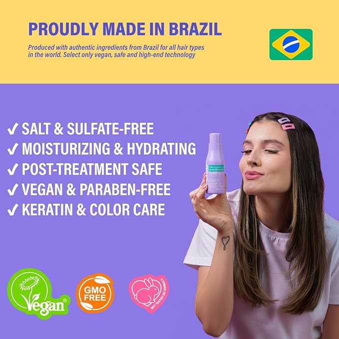 Ultra-Hydrating Sulfate-Free & Salt-Free Shampoo – Moisturizing, Shampoo for color treated hair, Vegan Post-Treatment Care for Straightened & Keratin-Treated Hair & Anti-Frizz Formula