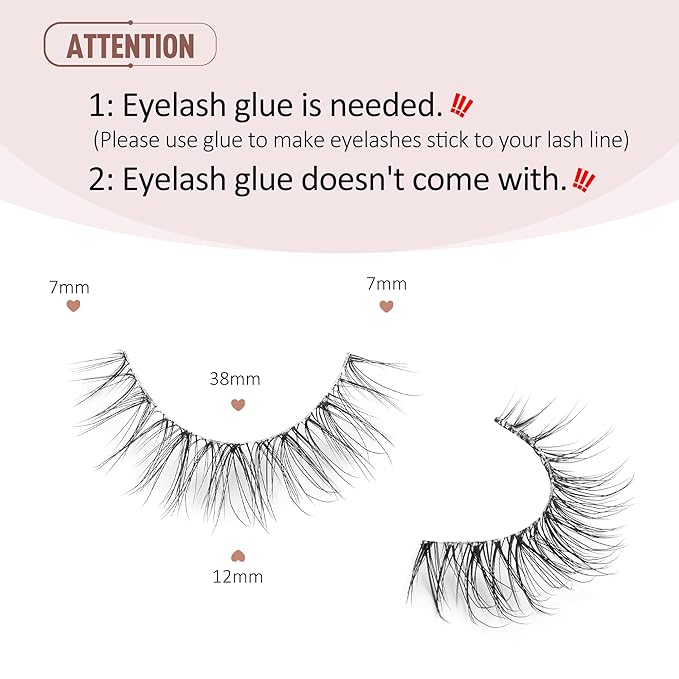 Onlyall Natural False Eyelashes Wispy Clear Band Fake Lashes H86