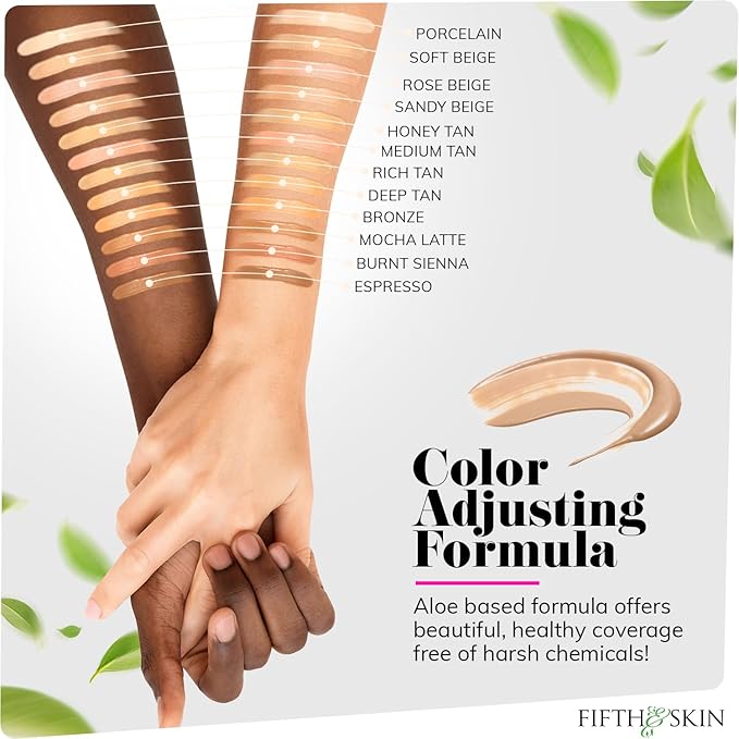 Fifth & Skin: Better’n Ur Skin Liquid Foundation (ROSE BEIGE) - Natural, Organic, Vegan, Cruelty-Free - Gluten-Free Beauty with Buildable Coverage and Palm-Free Luxury - 1 oz