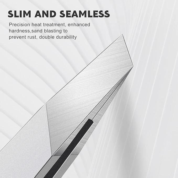 Flat and Slant Tip Tweezers of 2 Pack, Stainless Steel Precision Tweezer for Women Eyebrow & Hair Removal
