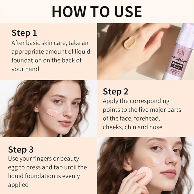 Anti-Dark Spot Liquid Foundation - Collagen Serum Foundation Infused with 2% Niacinamide, High Coverage For A Smooth & Satin Finish, 206 Medium
