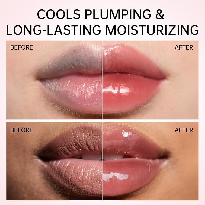 Catkin Lip Plumper Gloss, Tinted Lip Serum with Hyaluronic Acid & Jojoba Oil, Non-sticky Volumizing Hydrating Formula for a High Shine Maximum 3D Look, Plump & Soft Lips 0.12 Fl Oz - C02 Rose Diamond
